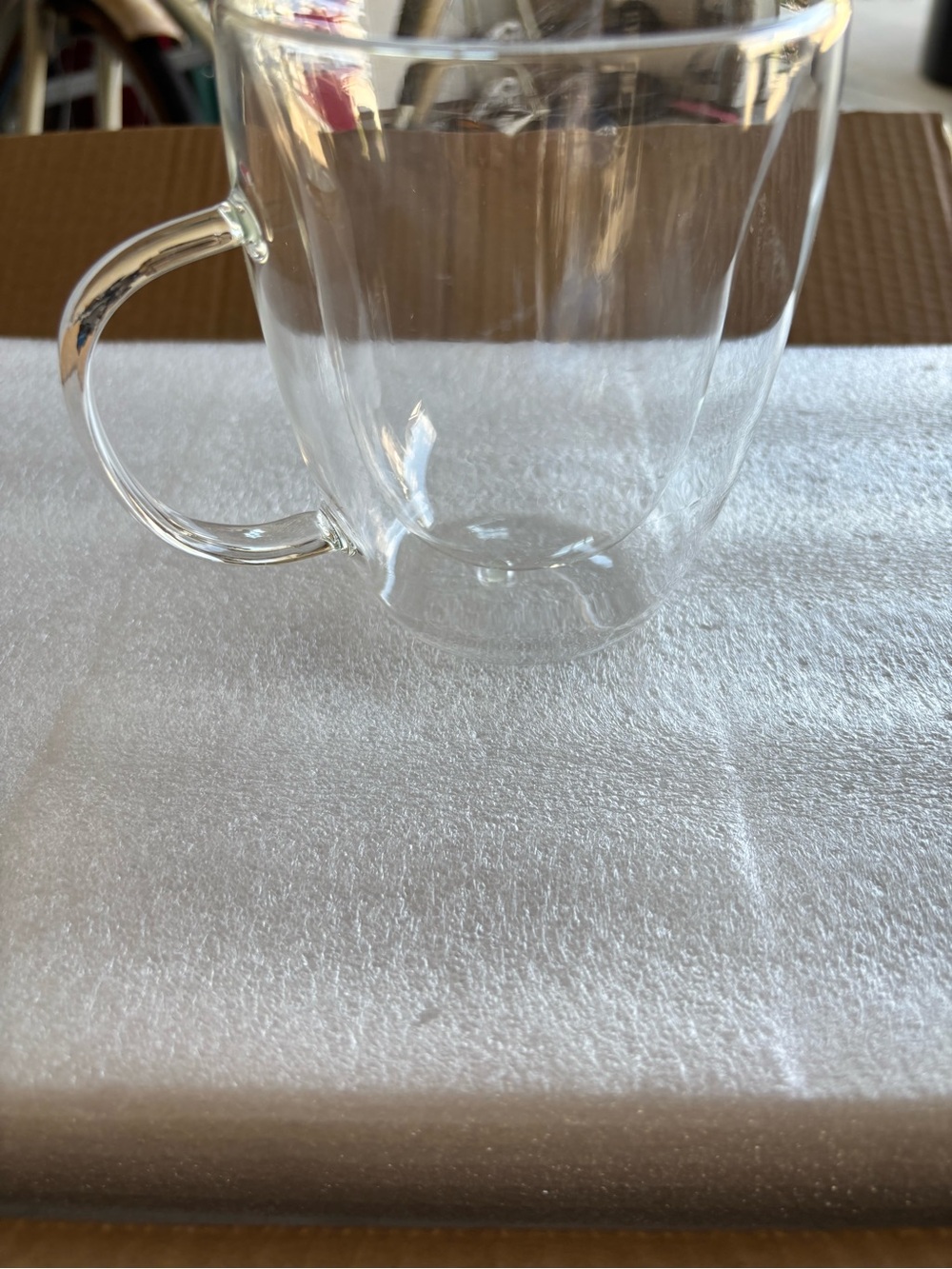 Double-Wall Clear Glass Coffee Mug with Handle - Clear